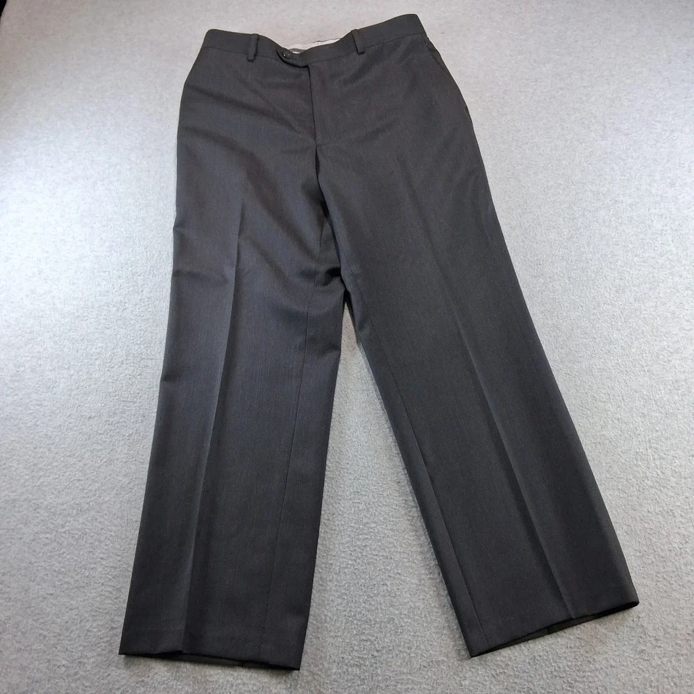 Wilke Rodriguez Suit 40R 34x30 Gray Heathered Wool Double Vent Flat Front Modern